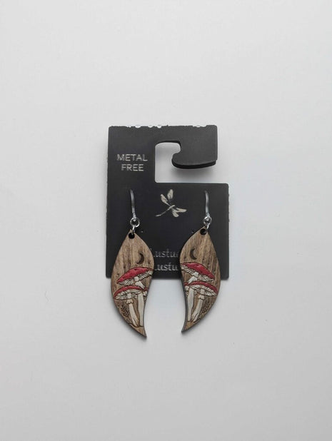 Earrings - Mushrooms and moon