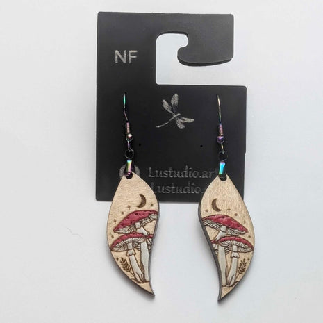 Earrings - Mushrooms and moon
