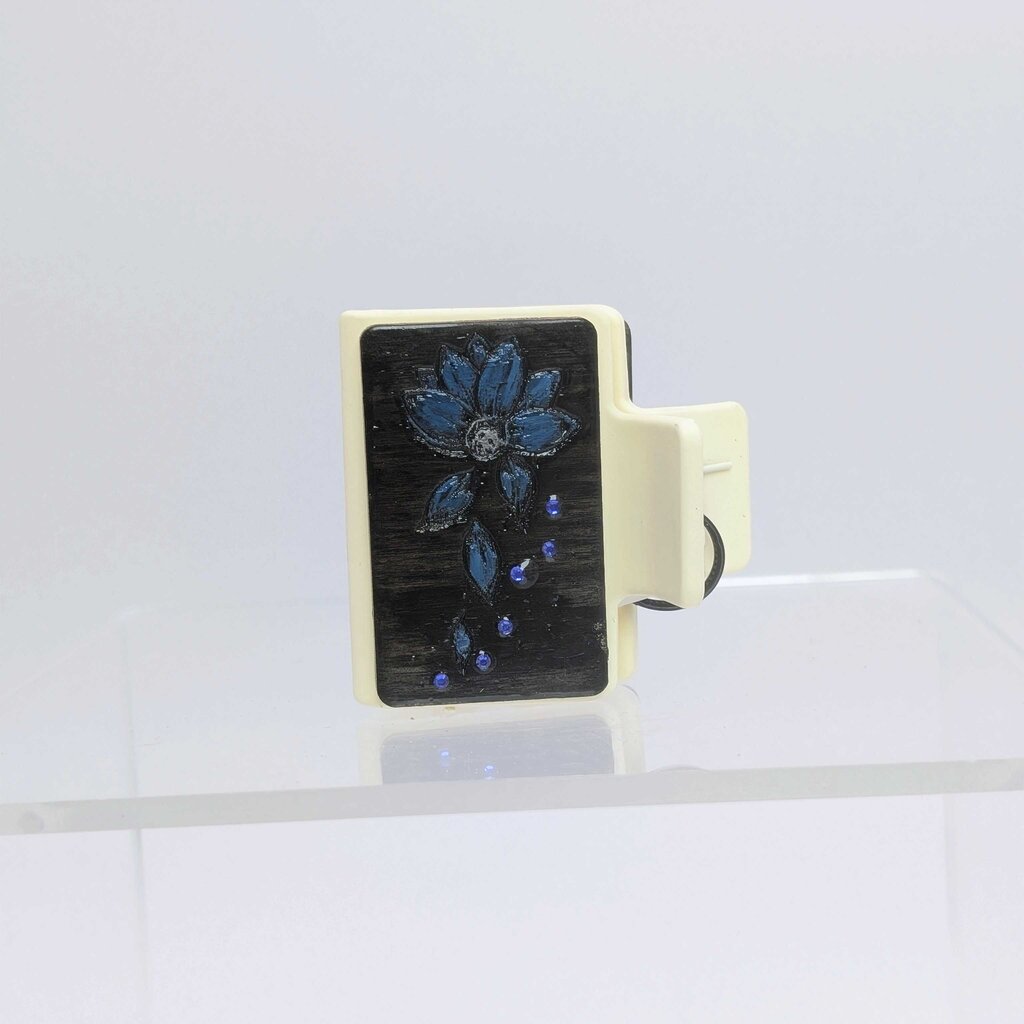 Hair Claw 2" - Blue flower with blue blings
