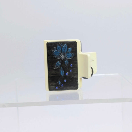Hair Claw 2" - Blue flower with blue blings