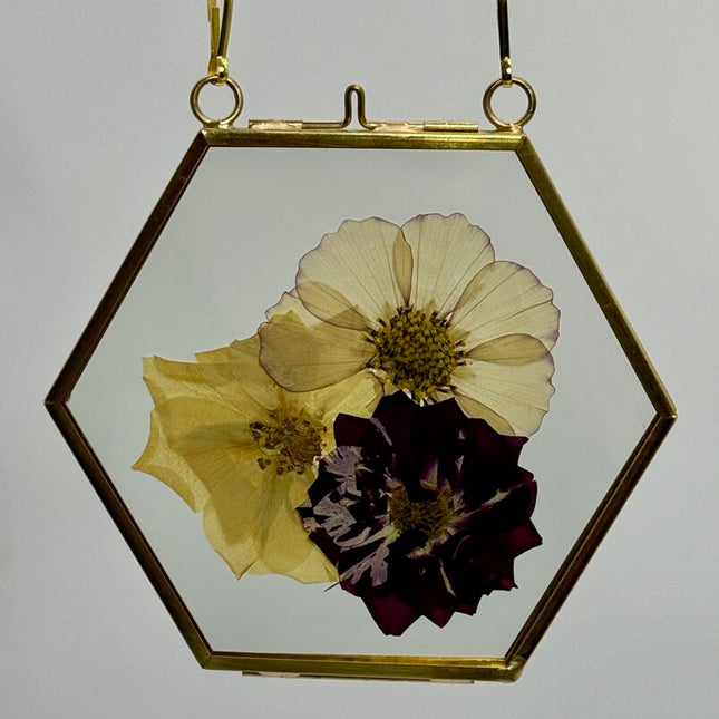 Hexagon w/ Pressed Florals