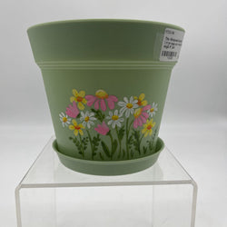 Large sage pot w/multi flowers - view 1