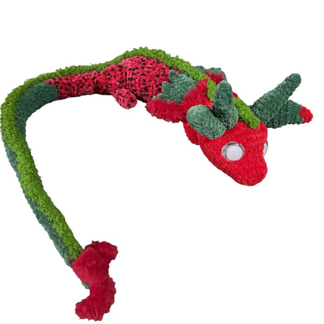 Crocheted long fur dragon "watermelon"