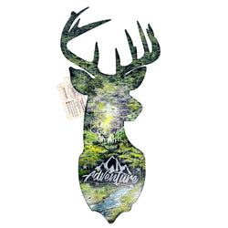 Let's go on an adventure metal deer silhouette, nature scene - view 1