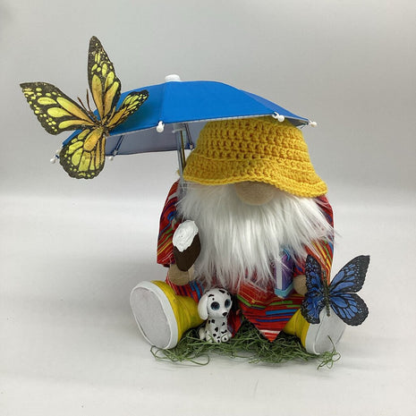 Medium blue umbrella sitting with dog (2)