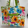 Bright Floral with Lime Green Tote Bag