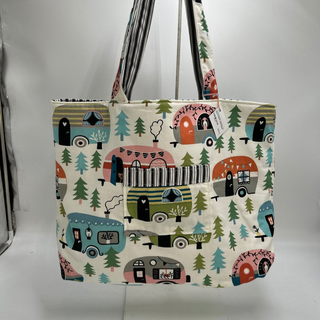 Camping Tote bag w/ bulk & white stripes