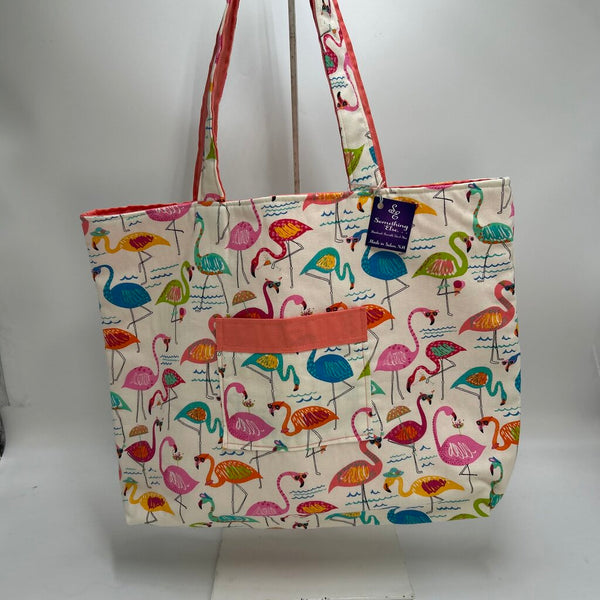 Flamingo w/ Peach tote bag