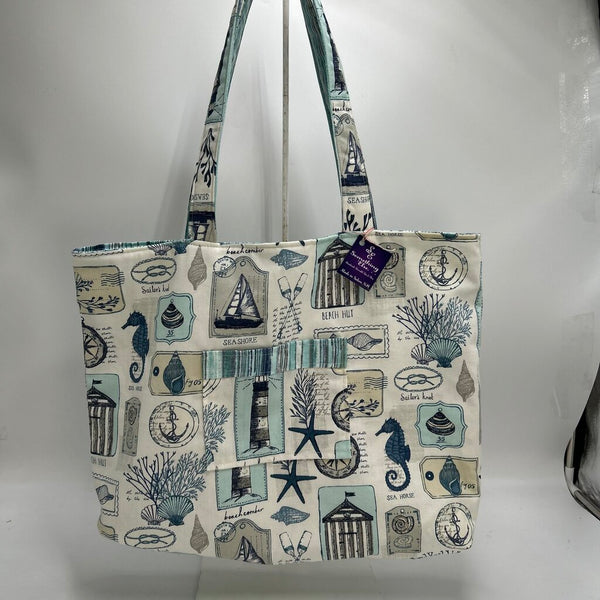 Blue Nautical w/blue stripes Tote bag