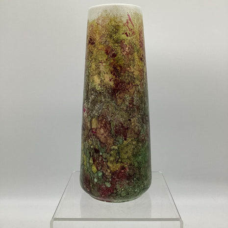 10"Ceramic Vase-Grn/Red/Gold