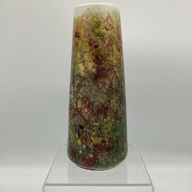 10"Ceramic Vase-Grn/Red/Gold