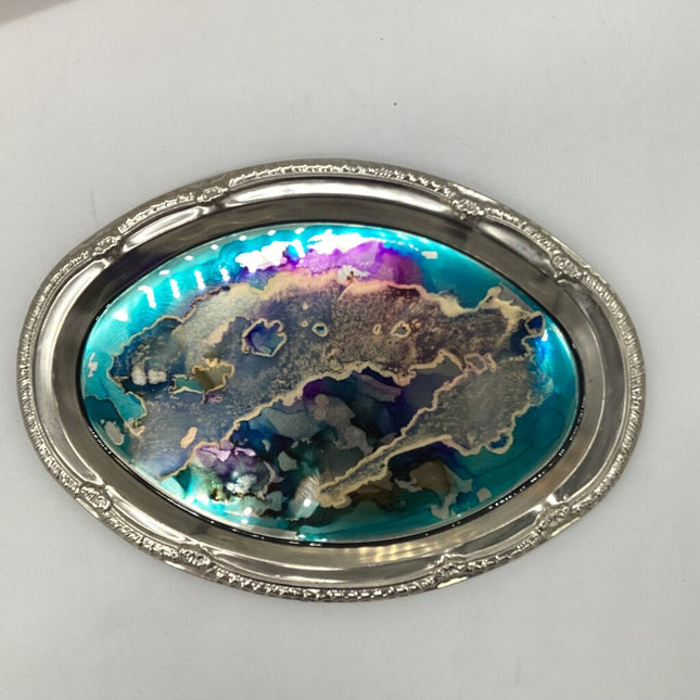 8.5x12 Silver Tray- Blues/Purples
