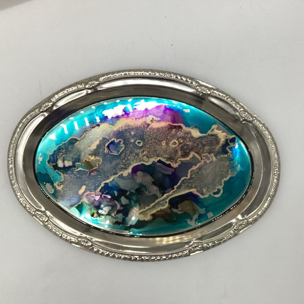 8.5x12 Silver Tray- Blues/Purples