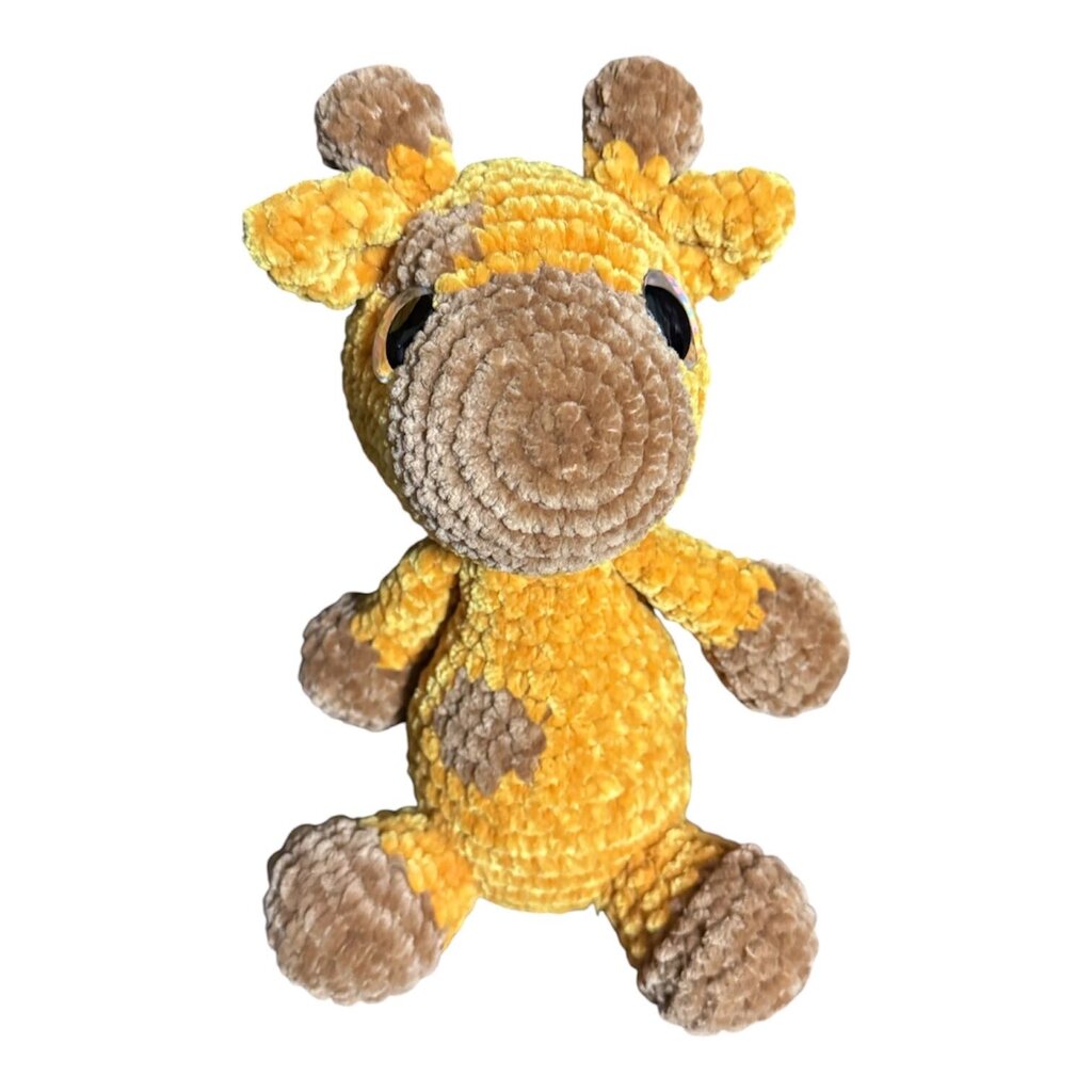 Crocheted sitting giraffe