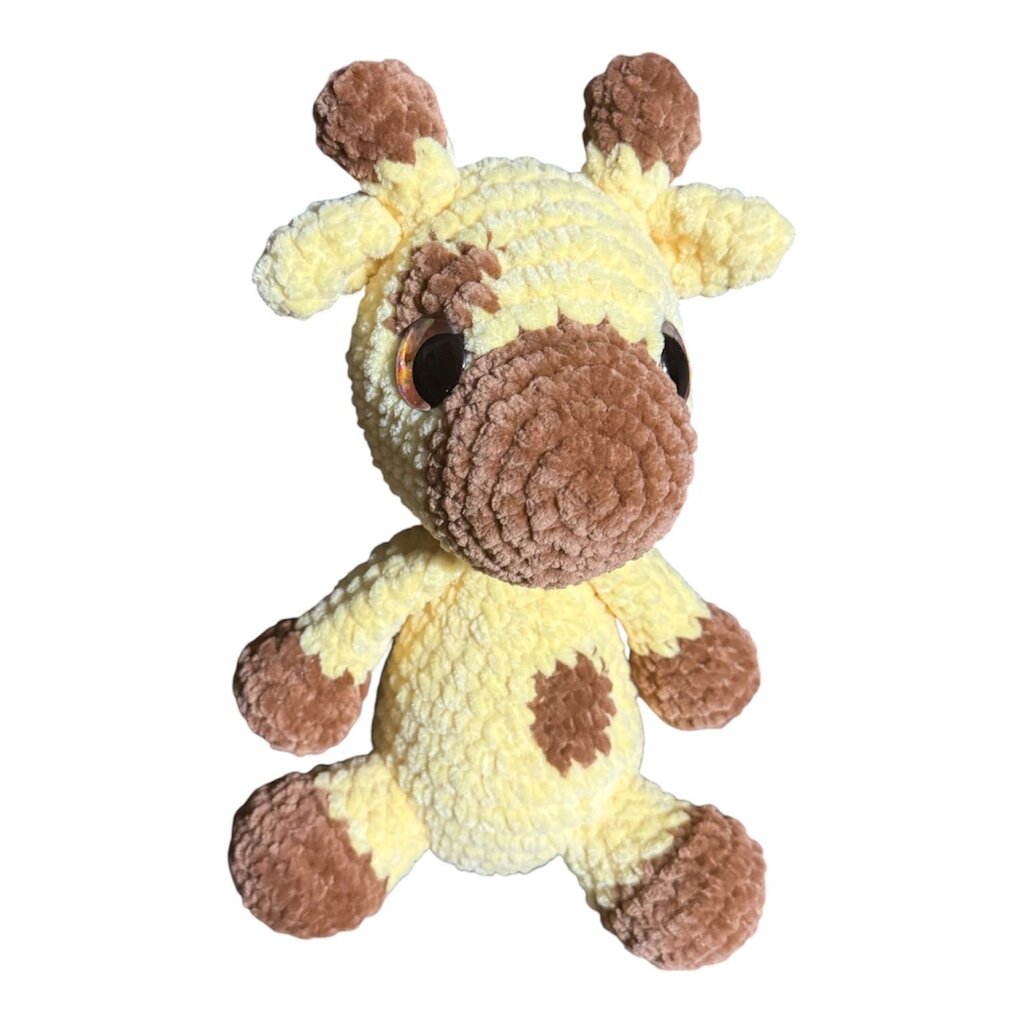 Crocheted sitting giraffe