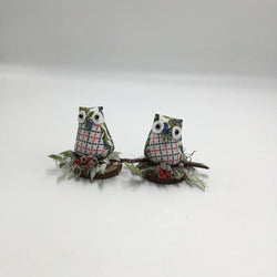 Mini Owls on Wood Slice - view 2