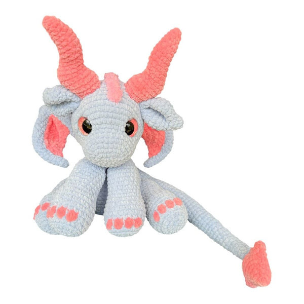 Crocheted sitting dragon
