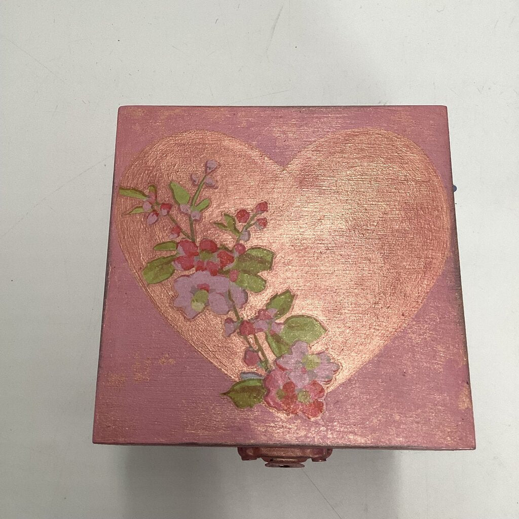 Pink Heart Floral Jewelry Box