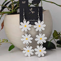 Three Daisies 5" Earrings