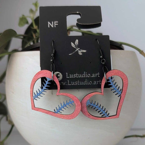 Heart Baseball Earrings