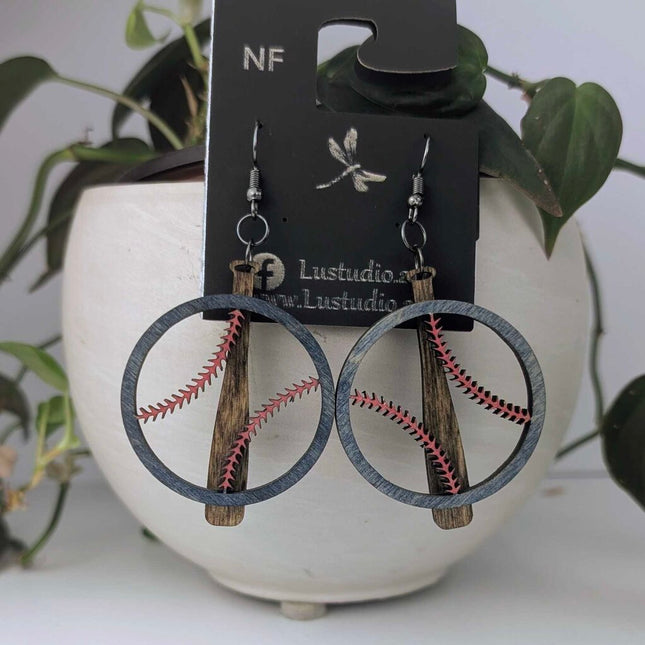 Baseball and Bat Earrings