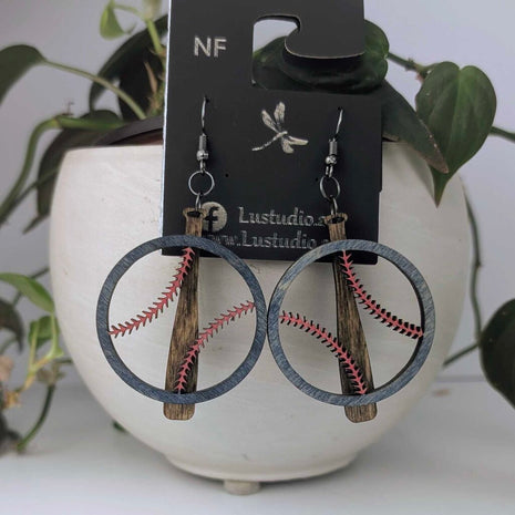 Baseball and Bat Earrings