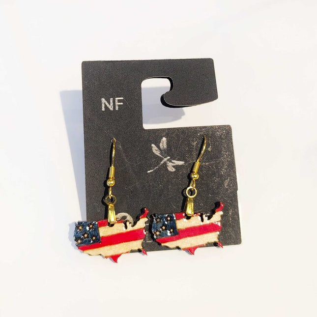 USA Flag and Map shape Earrings