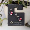 USA Flag Heart shaped stud Earrings