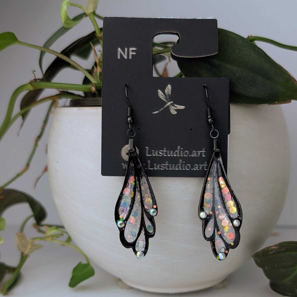 Wings wood and resin Earrings