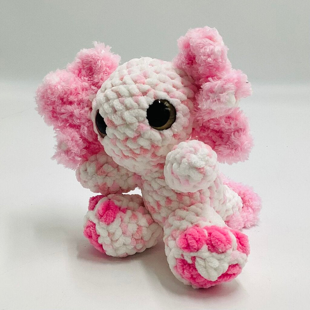 Pink Axolotl with Heart Feet