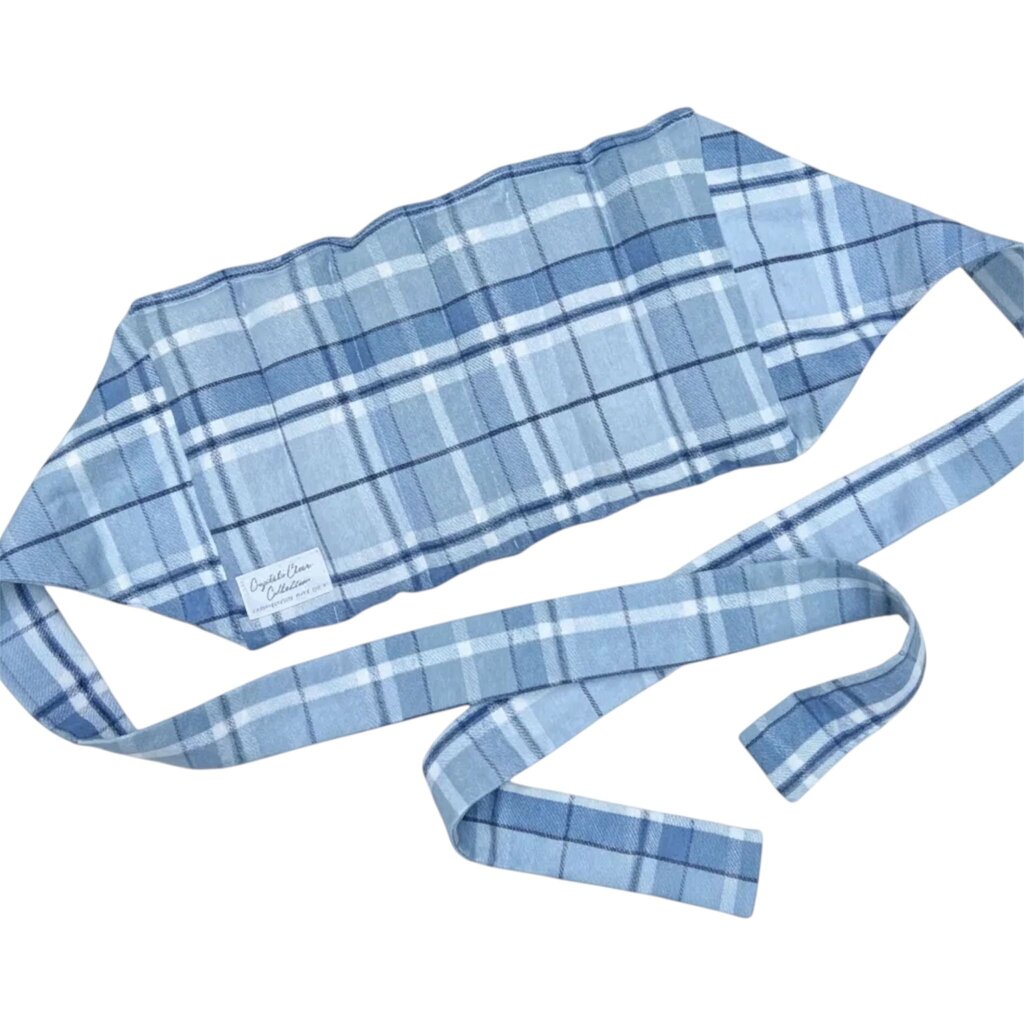 Light Blue Plaid Hands-Free Microwave Heating Pad for Lower Back