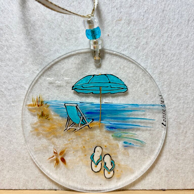 Beach acrylic sun catcher/ornament blues