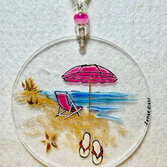Beach acrylic sun catcher/ornament pinks