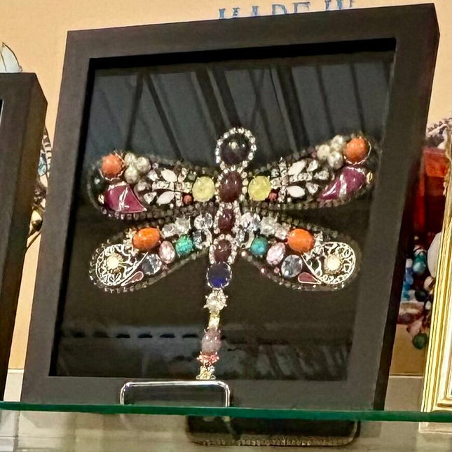 LARGE COLORFUL DRAGONFLY 8X8 BLK SB