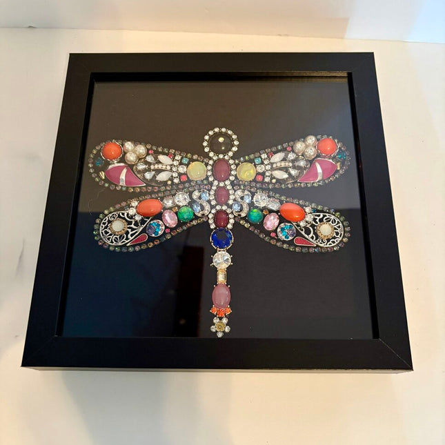 LARGE COLORFUL DRAGONFLY 8X8 BLK SB