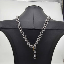 Silver Aluminum Chainmail Tie 19 inch long, adjustable neck - view 3