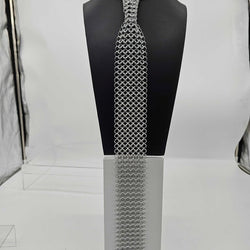 Silver Aluminum Chainmail Tie 19 inch long, adjustable neck - view 1