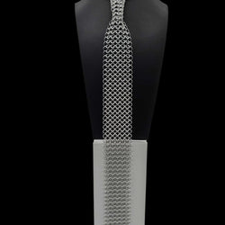 Silver Aluminum Chainmail Tie 19 inch long, adjustable neck - view 5