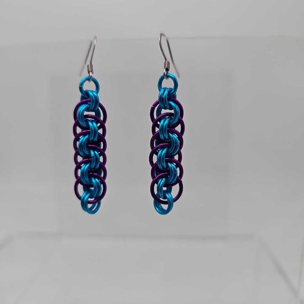 Purple Turquoise Viper Basket Earrings Surgical Steel Ear Wires