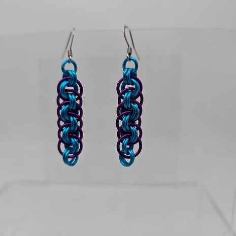 Purple Turquoise Viper Basket Earrings Surgical Steel Ear Wires