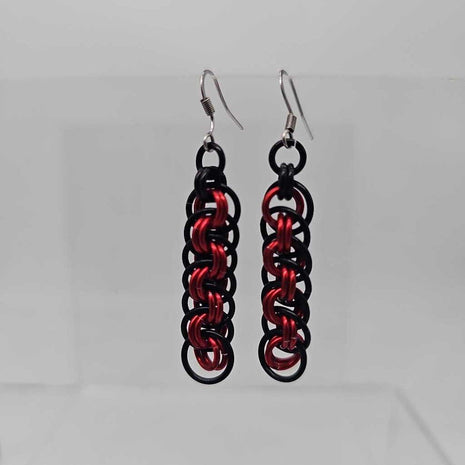 Black Red Viper Basket Earrings Surgical Steel Ear Wires