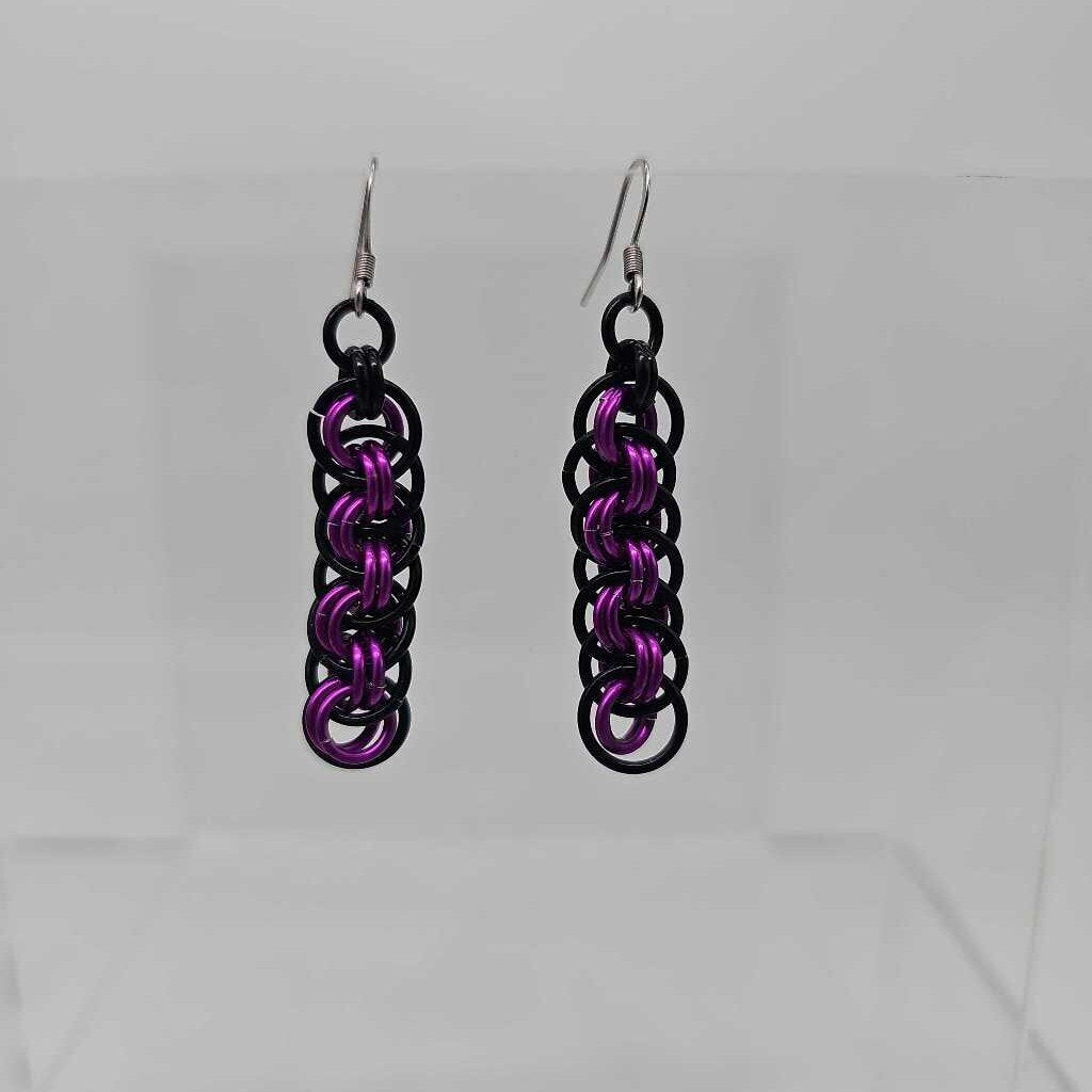 Black Purple Viper Basket Earrings Surgical Steel Ear Wires