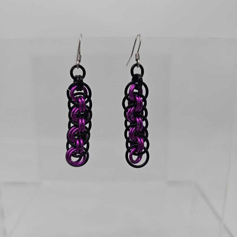 Black Purple Viper Basket Earrings Surgical Steel Ear Wires