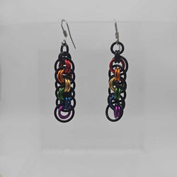 Black Rainbow Viper Basket Earrings Surgical Steel Ear Wires - view 1