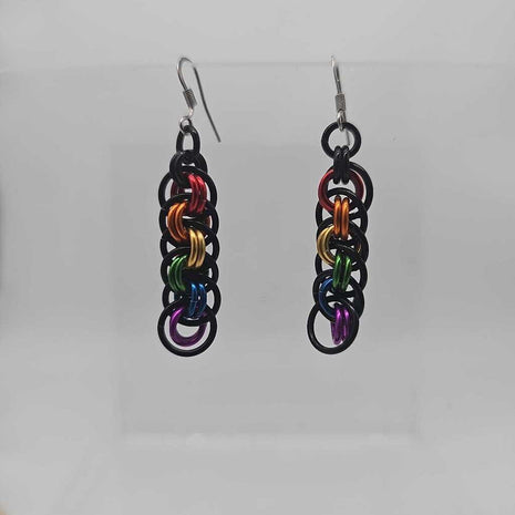 Black Rainbow Viper Basket Earrings Surgical Steel Ear Wires
