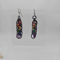 Black Rainbow Viper Basket Earrings Surgical Steel Ear Wires - view 2
