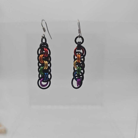 Black Rainbow Viper Basket Earrings Surgical Steel Ear Wires