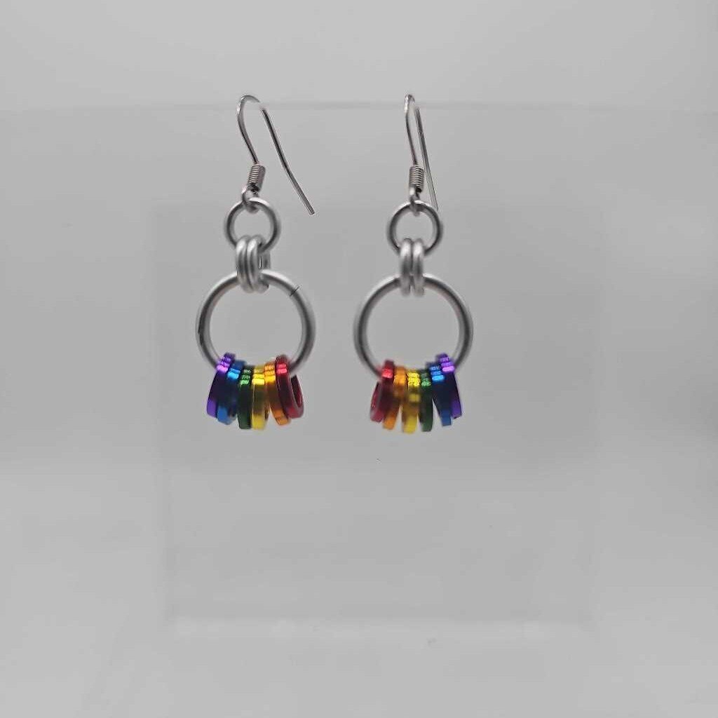 Silver Rainbow Minimalist Earrings Surgical Steel Ear Wires