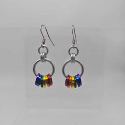Silver Rainbow Minimalist Earrings Surgical Steel Ear Wires - view 2