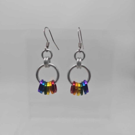 Silver Rainbow Minimalist Earrings Surgical Steel Ear Wires